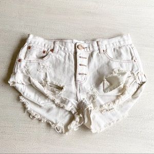 One Teaspoon Bandits White Distressed Shorts